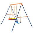 thumbnail image 7 of Backyard Swing Set: 1 Saucer Swing + 1 Belt Seat with Sturdy A-Frame Metal Stand, 7 of 7