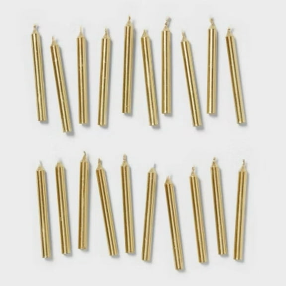 20Ct Birthday Candle Gold - Spritz™: Wax Cake Candles, 2.31" Height, 20 Pieces