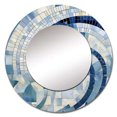 thumbnail image 3 of Designart "Constructing Blue Realms in Blue and Gold IV" Abstract Shapes Rund Mirror For Wall Decor - Large Blue Round Printed Mirror - Coastal Round Mirror 23" x 23" Inch, 3 of 6