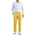 thumbnail image 2 of INSPIRE CHIC Plaid Pants for Men's Flat Front Straight Fit Checked Trouser 30 Yellow, 2 of 5
