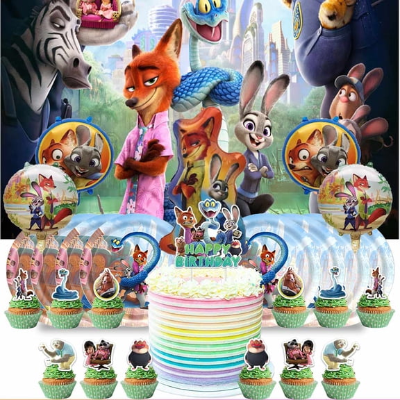 Zootopia 2 Zootropolis Supplies Plates Decoration Backdrop Banner Birthday Decor Tableware Fans Balloons