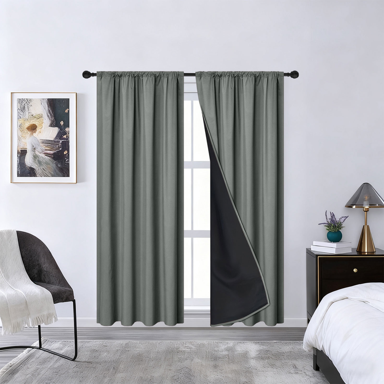 Solid Color Blackout Curtains Solid Thermal Insulated Grommet Blackout Curtains/Drapes for Bedroom Window (1 Panels, 73 inches Long)