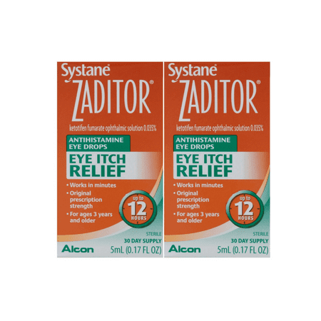 Bundle of 2 Systane Zaditor Antihistamine 12hr Eye Itch Relief Eye Drops 3 years & Older 0.17 fl oz 5 ml *EN