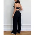 thumbnail image 3 of Conjunto de top de tubo fruncido y pantalones de cintura alta, tirantes finos, negro liso, talla XL Summer Chic, 3 of 5