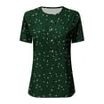 thumbnail image 4 of HAPIMO Women's Fashion Shirts Plum Print Tops Short Sleeve Tees Button Round Neck T-shirt Comfy Casual Blouses Regular Fit Clothes for Girls Green XXXL Savings, 4 of 4