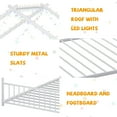 thumbnail image 6 of Bellemave Full Size Metal House Bed with Roof and LED Lights Montessori House Bed with Headboard and Footboard  Floor Bed Frame with Slats (Full, White), 6 of 10