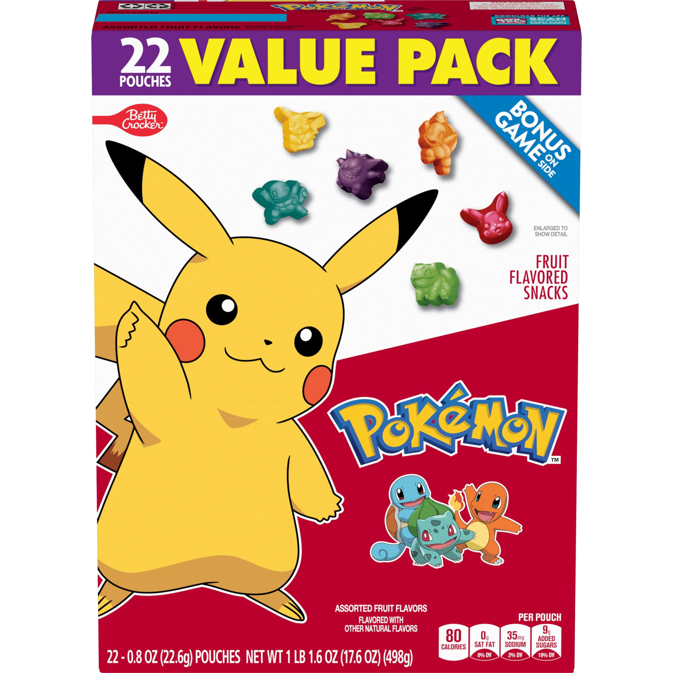 Betty Crocker, Pokemon Fruit Flavored Snacks, 17.6 oz, 22 Pouches