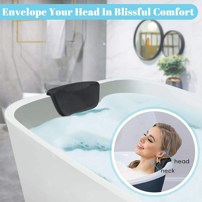 Gorilla Grip Bath Pillow for Tub, Comfortable Bathtub Pillows for Neck Head  and Back Support, Strong Suction Waterproof Headrest, Cushion Rest for  Curved or Str…