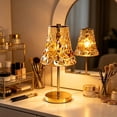 thumbnail image 6 of Vintage Metal Table Lamp for Bedroom, Rechargeable Touch Control Night Light, Crystal Accent Bedside Lamp with Warm Glow, Gold Finish, 6 of 6