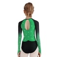 thumbnail image 4 of TSSOE Girls 3-Piece Gymnastic Leotards Gradient Rhinestones Sparkling Ballet Dance Outfit with Shorts Set Green 8, 4 of 7