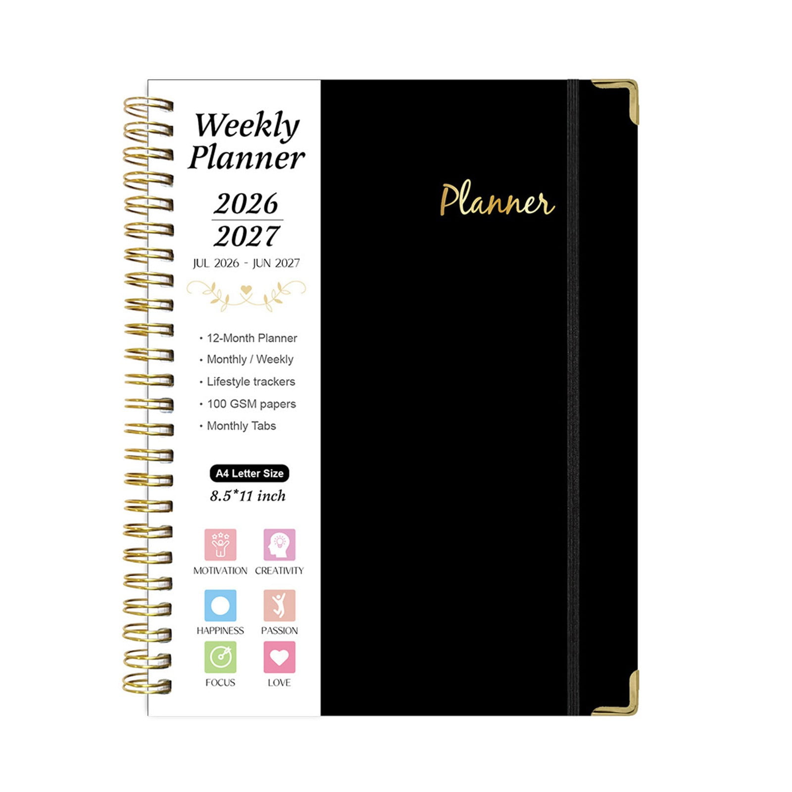 Academic Planner 2026-2027 8.5X11 Weekly Monthly Hardcover Calendar Planner Daily Agenda Book Letter Size Spiral Bound Planner with Monthly Tabs for Schedule Tracking Home Office Organization
