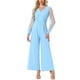 thumbnail image 1 of INSPIRAR CHIC Mono de Mujer Cuello en V Malla de Manga Larga Pantalones Anchos Ropa de Fiesta XL Azul Claro, 1 of 6