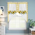 thumbnail image 6 of Swag Valance Curtains for Windows, Sunflower Light Filtering Kitchen Curtains with Rod Pocket, Yellow Flowers Yellow Plaid Farmhouse Window Treatment Valances for Living Room, 28x36 - 2 PCS, 6 of 9
