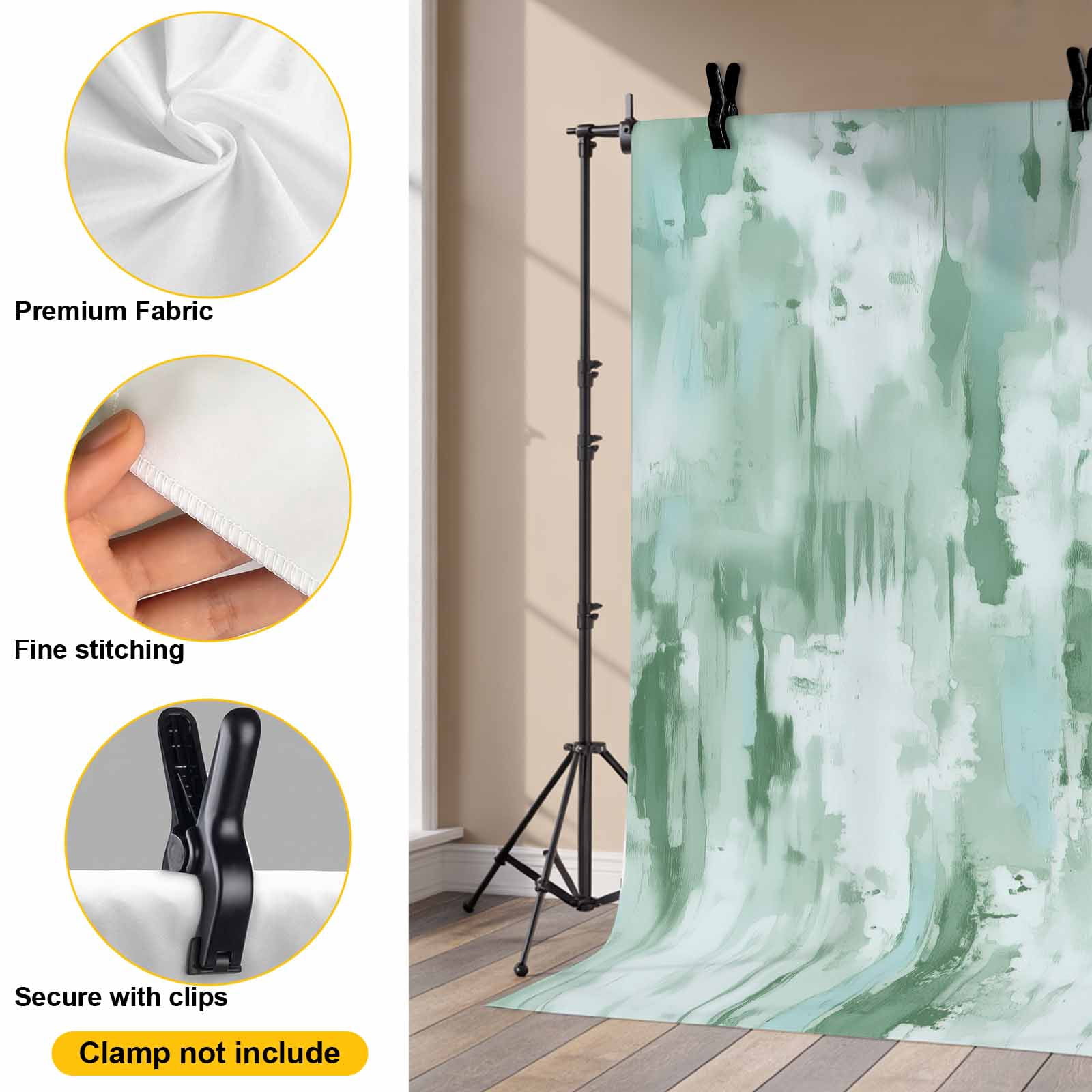 Green Abstract Backdrop for Photography,Fabric Photo Background Backdrop,Modern Oil Painted Art Contemporary Photo Booth Background for Portrait Photoshoot Video Wedding Decoration Banner 7x5ft