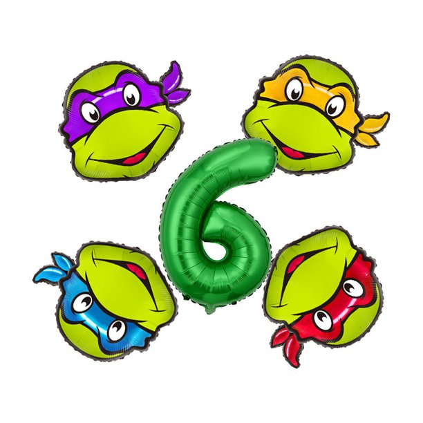 Juego de globos de tortugas Ninja mutantes para adolescentes, 5 uds., globos con números de cumpleaños, decoración de fiesta para niños, figuras de Anime, modelos de juguetes para niños, regalos