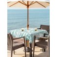 thumbnail image 3 of Outdoor Tablecloth with Umbrella Hole for Patio/Picnic/Party/Camping, Turquoise Willow Leaves Waterproof Table Cloth Square Cover Washable, Modern Dotted Boho Minimalist Art (60"x 60"), 3 of 9