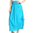 thumbnail image 4 of Sakkas Coco Long Cotton Ruffle Skirt with Pockets and Elastic Waistband - Turq - One Size Regular, 4 of 4