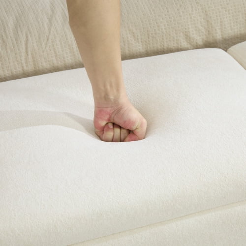 65.67" Wide Modern Upholstered Storage Bench with Double Lids and Armrest, Chenille Fabric, Rubberwood Legs, for Living Room, Entryway, Bedroom, Dormitory, Beige