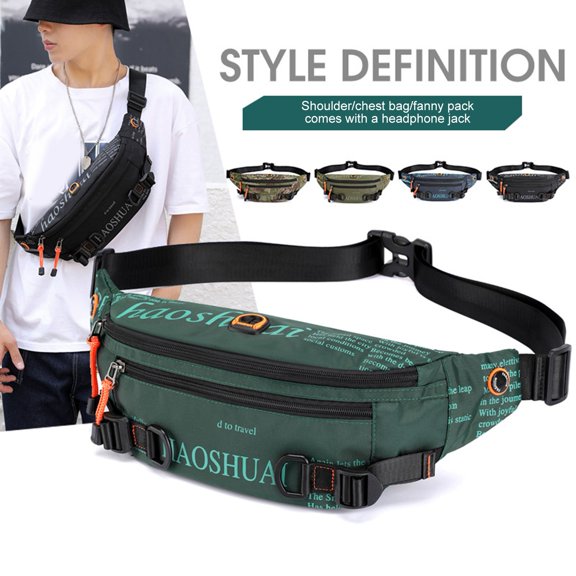 sunsanly Large Crossbody Fanny Pack Sports Waist Bag Waterproof Hip Pouch Bum Bag Outdoor Waist Pack for Jogging Hiking Fishing Men Women