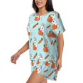 thumbnail image 2 of Daiia Rabbit Is Eating Carrots Pattern Womens Pajama Sets Short Sleeve Pajamas for Women Sets Soft Lounge Sets Casual Round Neck Sleepwear PJS-XX-Large, 2 of 7