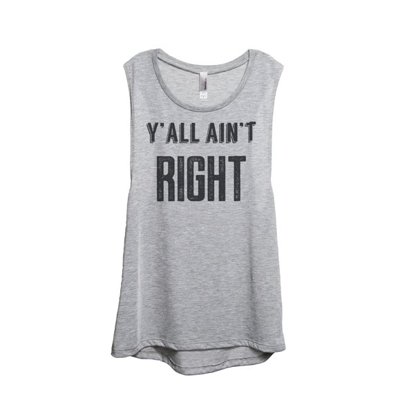 Y'all Ain't Right Women's Fashion Sleeveless Muscle Workout Yoga Tank Top Sport Grey X-Large