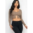 thumbnail image 4 of Ribbed Long Sleeve Top with Button Front and Split Hem, 4 of 11