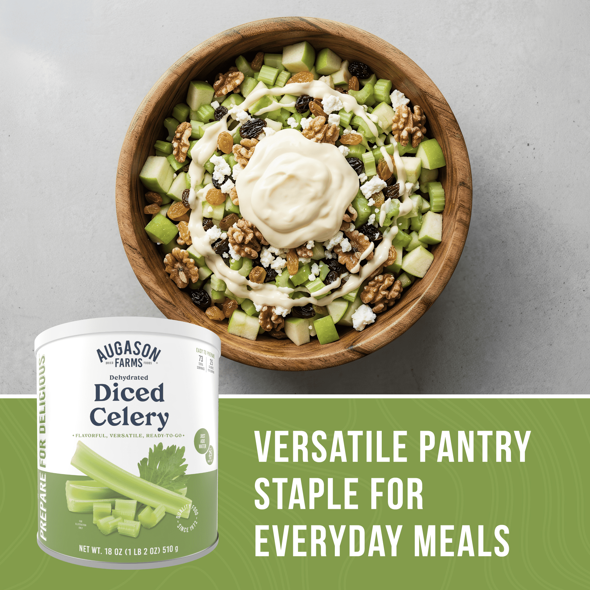 Dehydrated Diced Celery Emergency Food Supply, 73 Servings, 25 Year Shelf Life, Great for Cooking and Snacks - Dehydrated Meals, Survival Food Camping Essentials Can