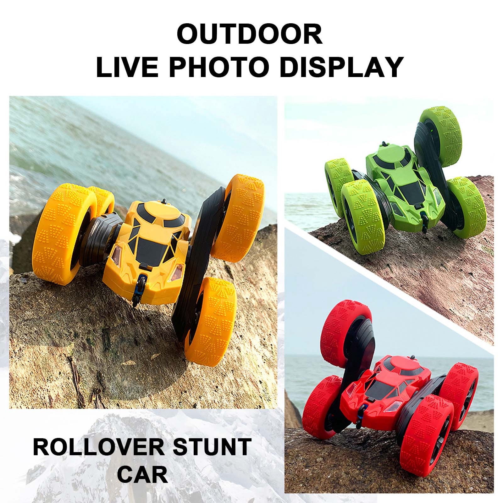 Blue Blue Rechargeable 360° Rotating Rc Stunt Car Double Sided Tumbling Vehicle With Led Lights Remote Control Toy