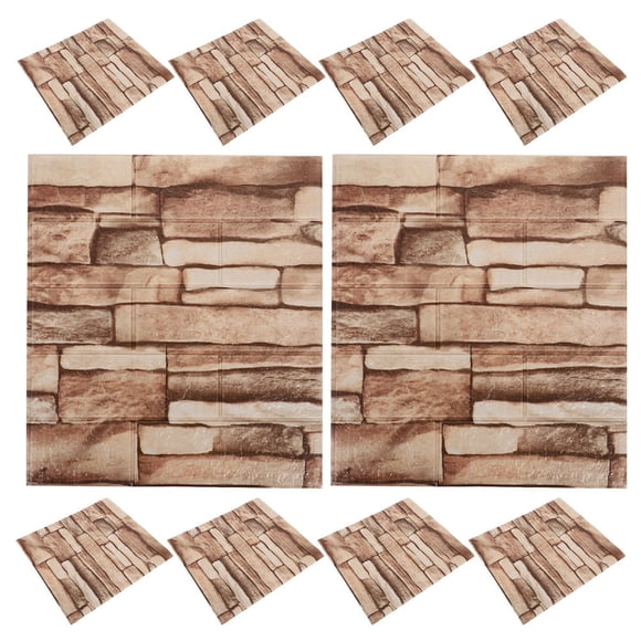 CRAFTHROU Faux Brick Wallpaper 10Pcs Light Brown Xpe Foaming for Wall Decoration in Commercial Spaces 15.4x13.6in