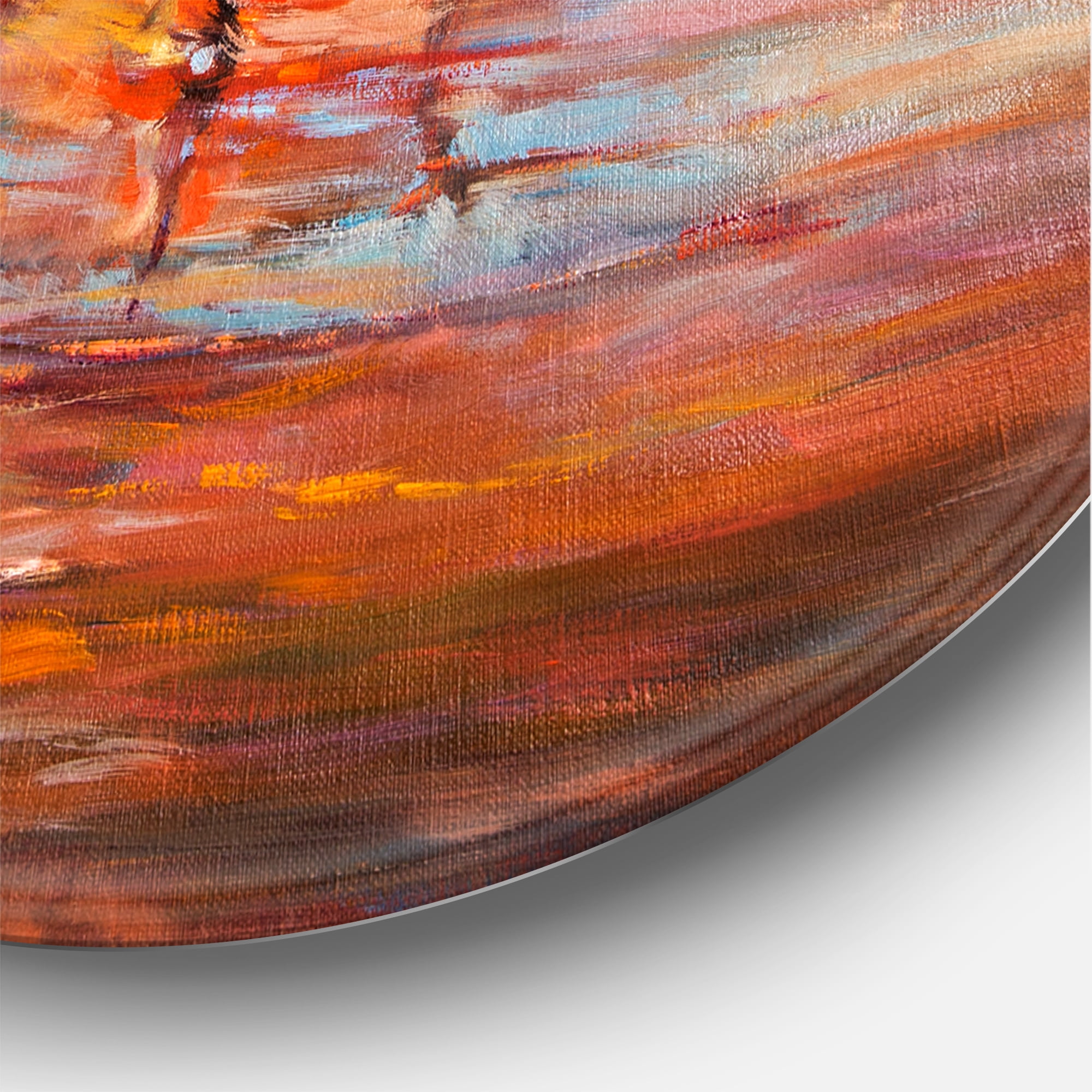 Designart 'Boats During Evening Sunset In The Ocean I' Nautical & Coastal Circle Metal Wall Art 29x29 - Disc of 29