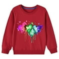 thumbnail image 3 of Girl Sweatshirt Toddler 4T Heart Print Long Sleeve Cute Sweatshirts Crew Neck 2-9y Little Girl Tops, Red, 7 Years, 3 of 4