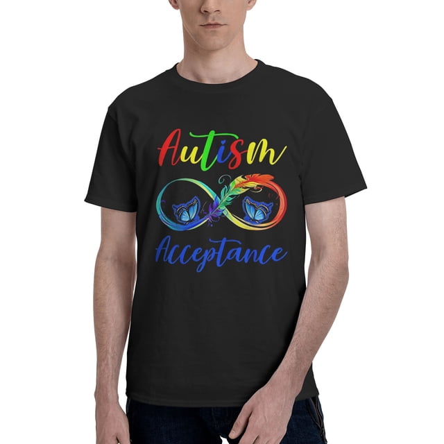 Autism - Red Instead Infinity - Acceptance Butterfly Men's Basic Short Sleeve T-Shirt Black 3X-Large