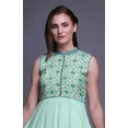 thumbnail image 5 of Bimba Pastel Mint Damask Anarkali Dress Mandarin Collar Sleeveless Kurtis for Women Print Maxi Dress X-Small, 5 of 6