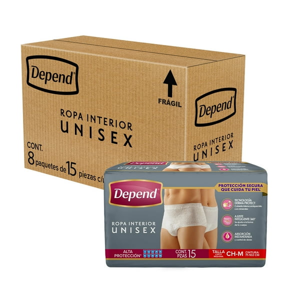 Ropa Interior para incontinencia Depend pañal unisex mediano 120 Piezas