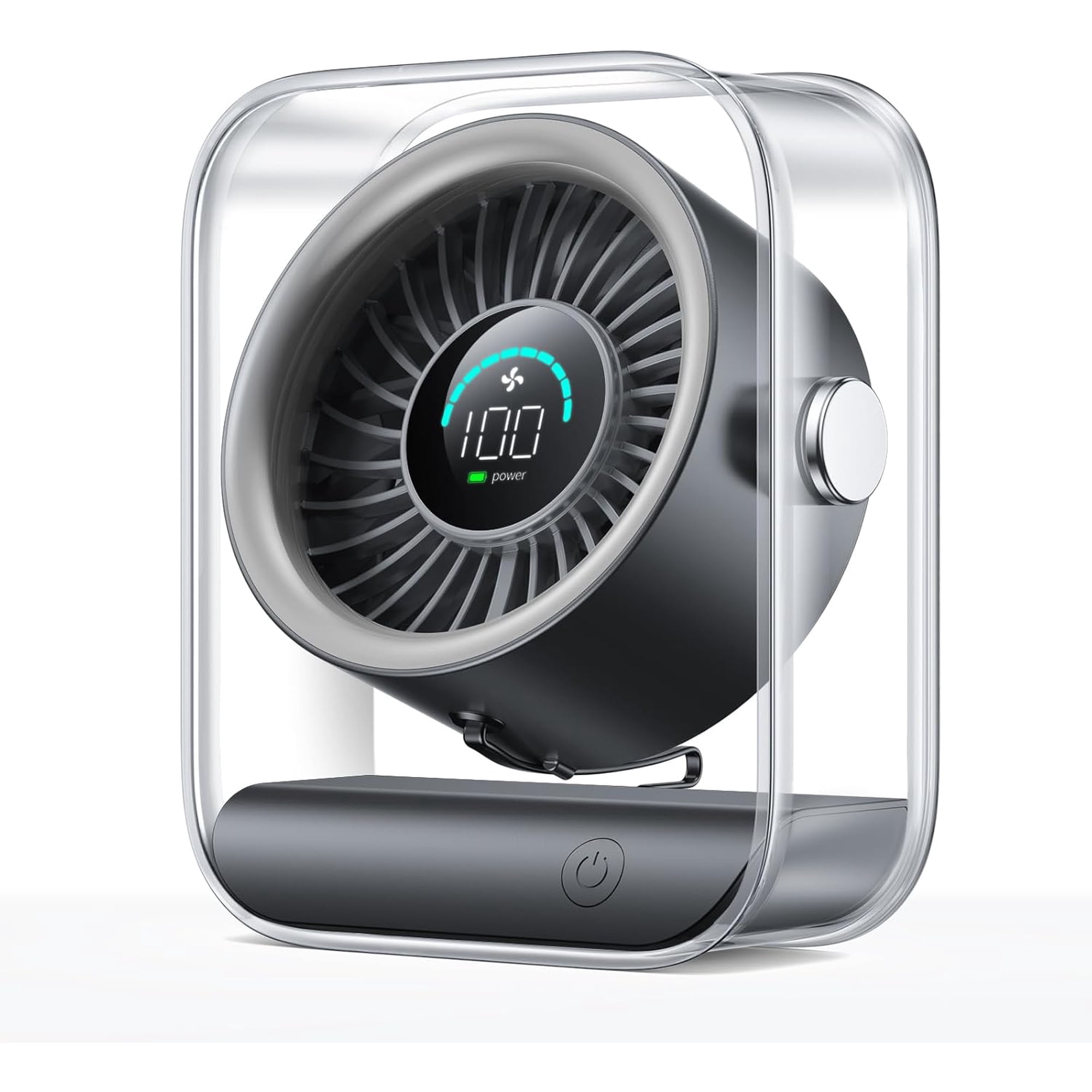 Rechargeable USB Desk Fan,Cuopluber Quiet Table Fan with Turbo Airflow, 100 Speeds, Digital Display, 90° Rotating, Small Battery Desktop Fans for Bedroom Home Office Travel, Black