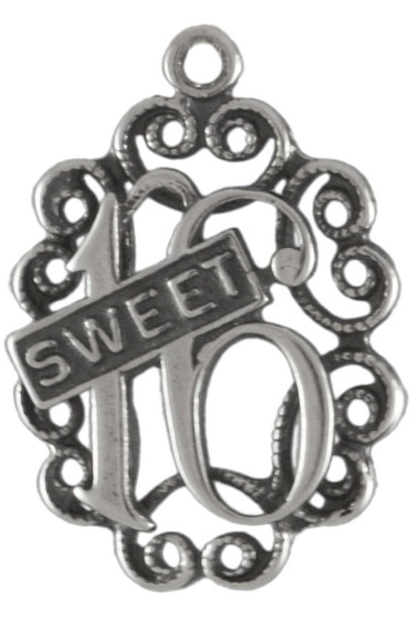 Sterling Silver 18" .8mm Box Chain Birthday SWEET 16 Sixteen Pendant Necklace