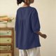thumbnail image 5 of Mujeres 3/4 Manga Verano Tops Color Sólido Cuello Redondo Botón Cordón Blusa Casual para Diario, 5 of 7