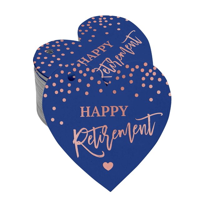 Inkdotpot 50 Pack Real Rose Gold Foil Paper Tag Happy Retirement Favor Hang Tag