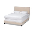 thumbnail image 2 of Baxton Studio Ramon Modern and Contemporary Beige Linen Fabric Upholstered King Size Panel Bed with Nailhead Trim, 2 of 9