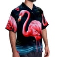 thumbnail image 2 of Flamingo Tropical Rainforest Men's Poplin Casual Printed Button Down Short Sleeve Summer Beach Shirts Unisex, 2 of 6