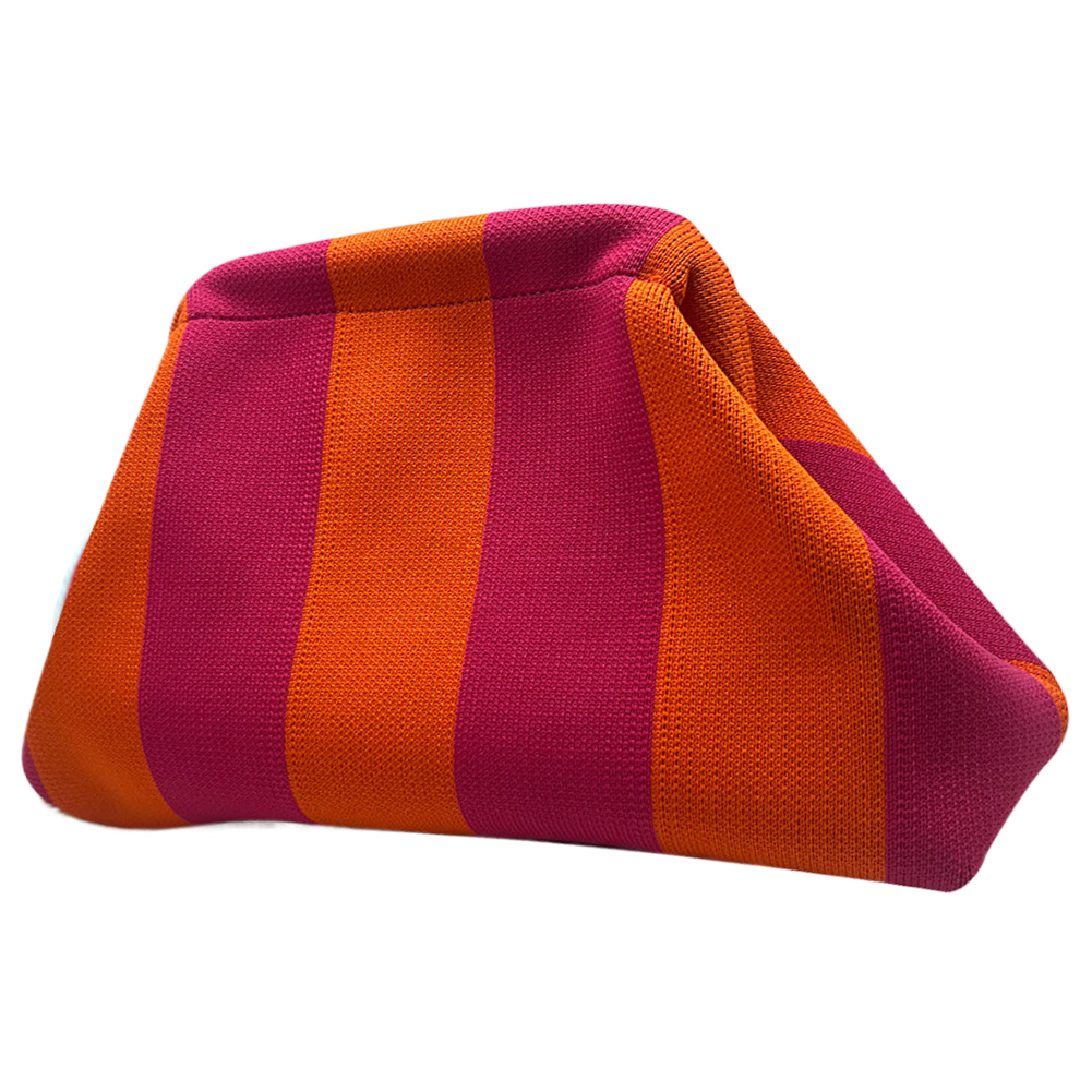 Women Knitted Clutch Purse Small Stripe Woven Bag for Female (Orange Purple)