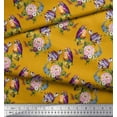 thumbnail image 3 of Soimoi Gold Cotton Duck Fabric Leaves,Floral & American Robin Bird Print Sewing Fabric BTY 42 Inch Wide, 3 of 3