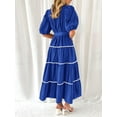 thumbnail image 7 of Komoo Women 2024 Summer Dress Puffy Sleeve Button Down Shirt Dress Tiered Ruffle Flowy Long Dress, 7 of 7