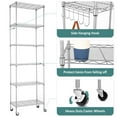 thumbnail image 4 of Legooin 6-Tier Kitchen Storage Rack Metal Shelving with Wheels Freestanding Utility Rack for Bathroom 21"W x 11"D x 72"H, Silver, 4 of 10