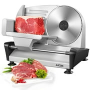 Aicok Meat Slicer with 7.5" Removable Stainless Steel Blade, Cuts Meat, Cheese, Bread, Include Food Pusher and Non-Slip feet for Home Use