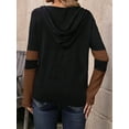 thumbnail image 2 of Women'S Long Sleeve Shirts Color Block Zipper Tops Tunics Casual Fall Ladies Tees Brown M, 2 of 7