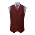 thumbnail image 2 of VBTAPA Men's Formal Vest Business Casual Slim Fit Notch Lapel Suit Vests Vintage Sleeveless Single Breasted Waistcoat with Pockets Wine M, 2 of 6