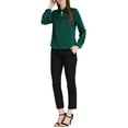 thumbnail image 2 of Allegra K Women's Satin Top Long Sleeves Elegant V Neck Collar Work Office Blouse, 2 of 6