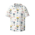 thumbnail image 4 of Uemuo Hot Air Balloon Pattern Cotton Linen Short Sleeve Shirts,Casual Lightweight Button Down Shirts,Vacation Beach Summer Tops-, 4 of 7