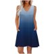 thumbnail image 1 of Vestido Corto para Mujeres Verano sin Mangas Cuello en V, Impresión de Moda con Bolsillos, Poliéster de Algodón Casual, 1 of 7
